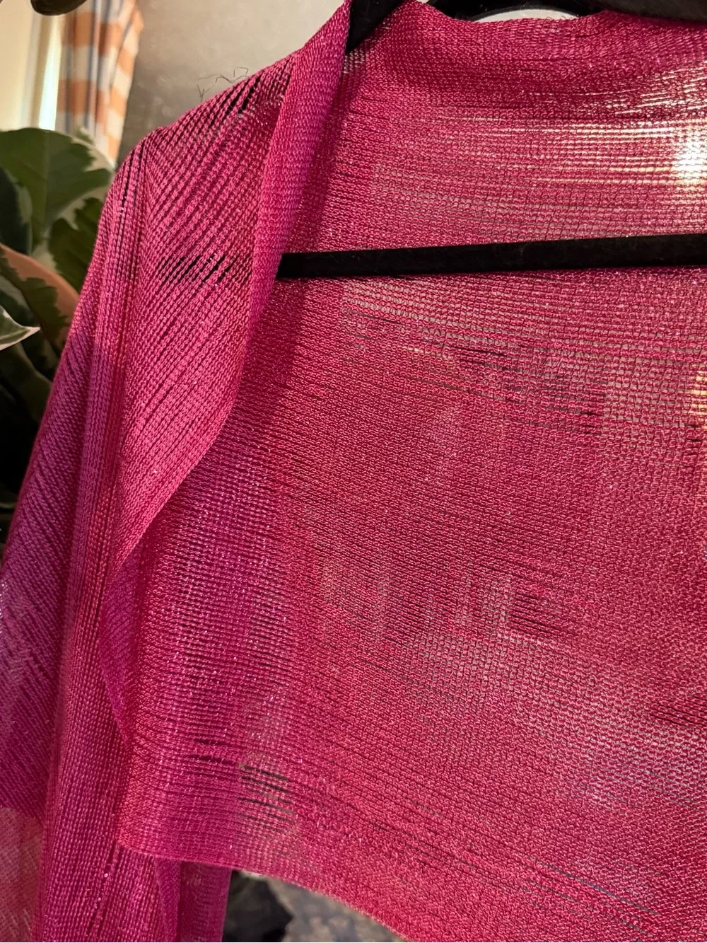 Kimberly C Y2K hot pink metallic fringe scarf